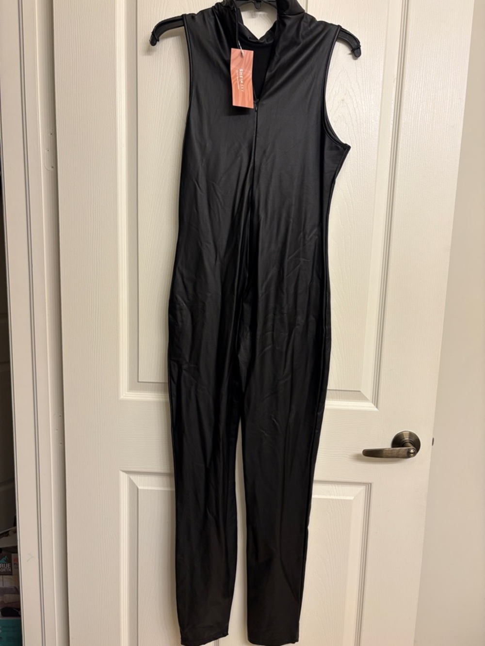 SHEIN Black Sleeveless Zip-Front Slim Jumpsuit